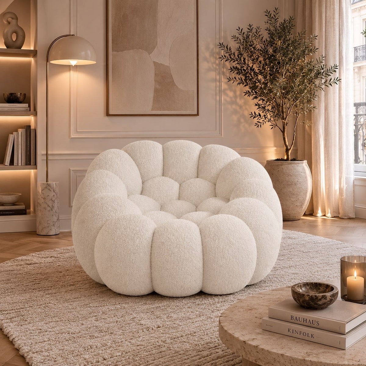 Maille bouclette / Blanc cassé