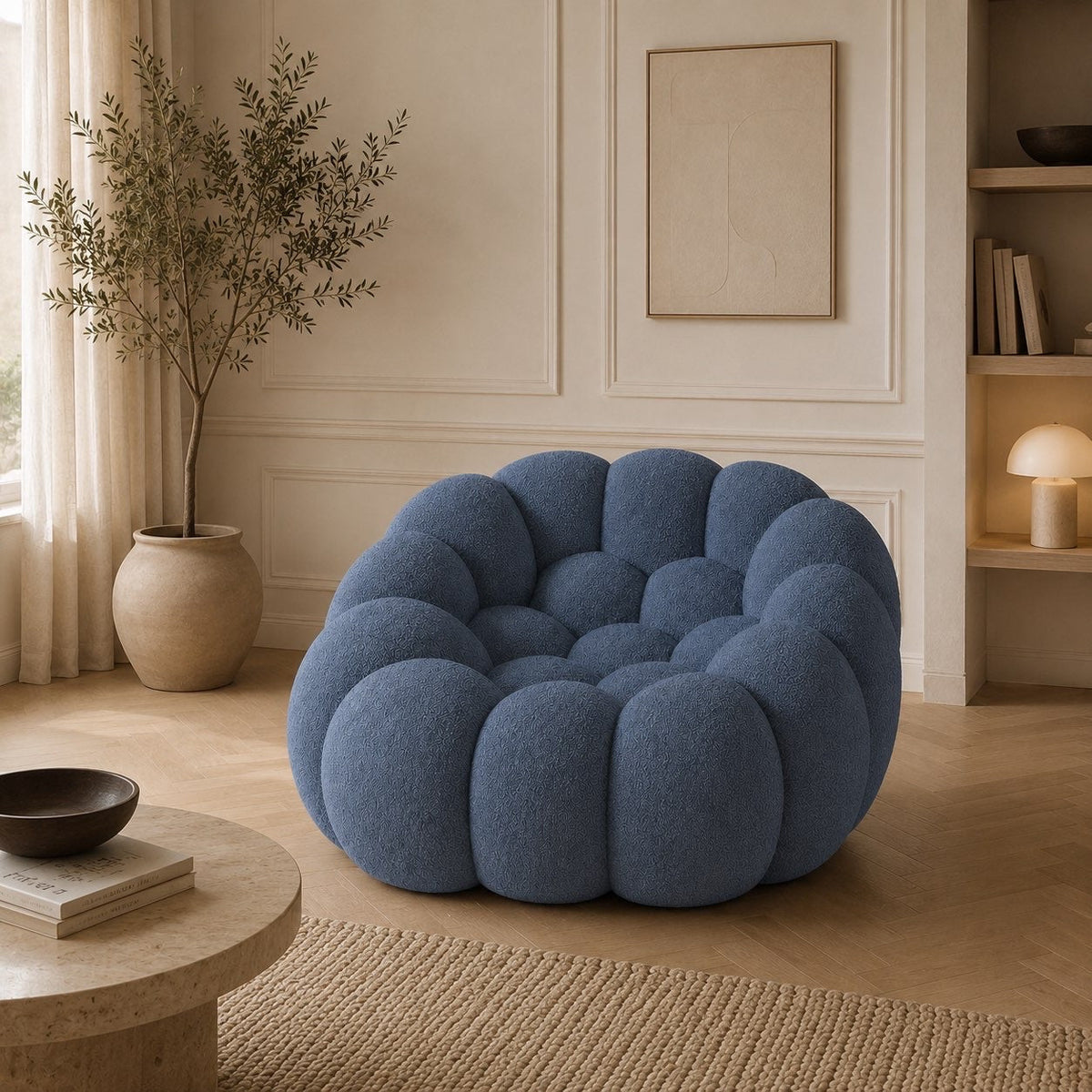 Maille bouclette / Bleu gris