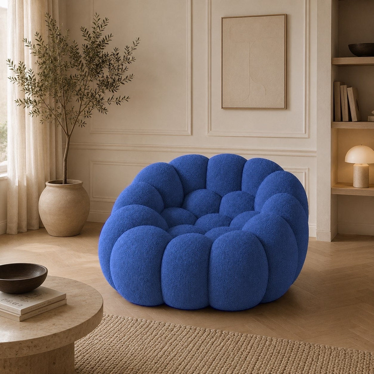 Maille bouclette / Bleu roi