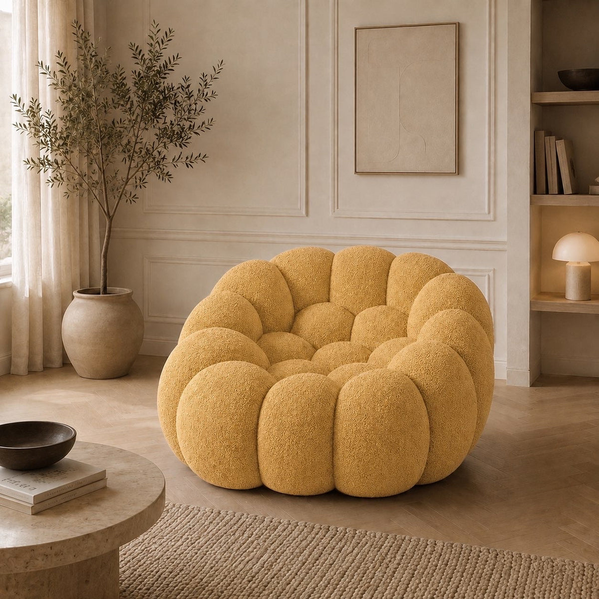 Maille bouclette / Jaune miel