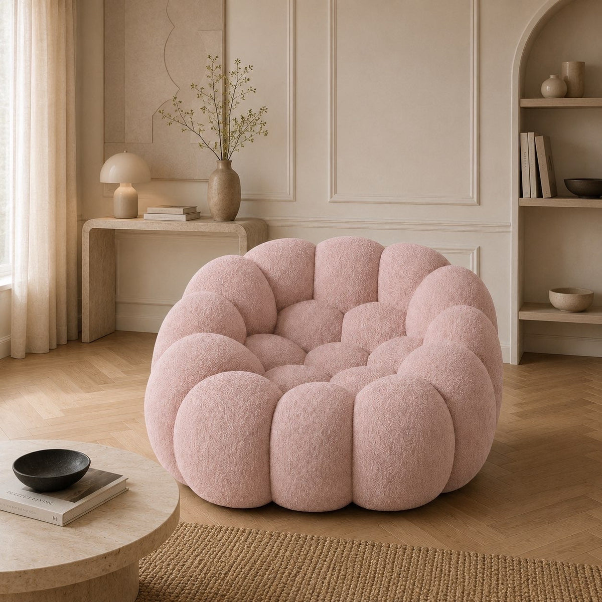 Maille bouclette / Rose poudré