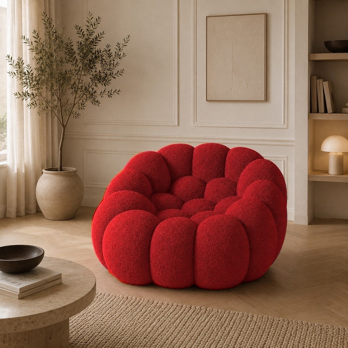 Maille bouclette / Rouge profond