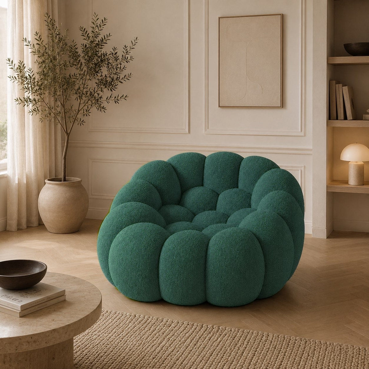 Maille bouclette / Vert canard