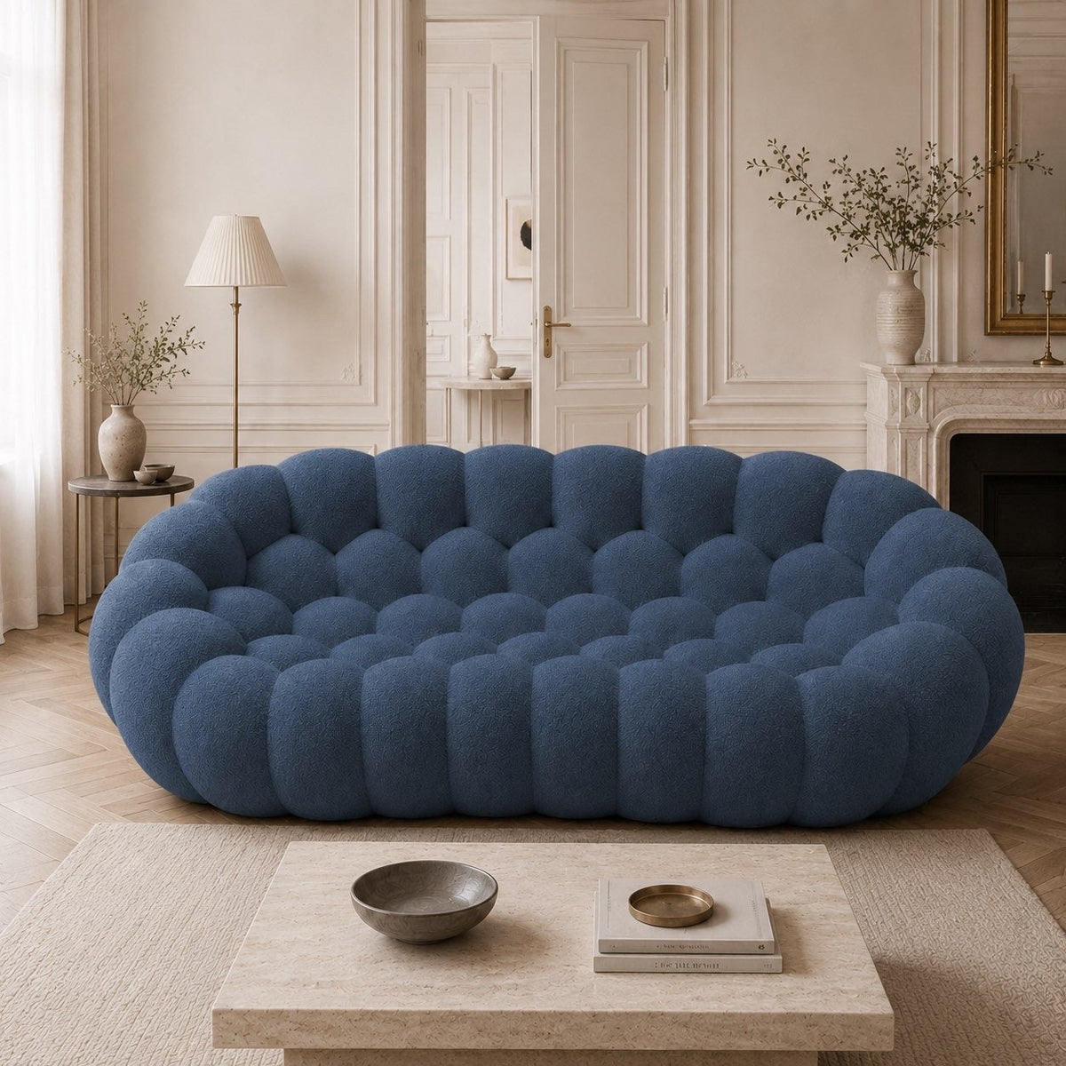 Maille bouclette / Bleu gris