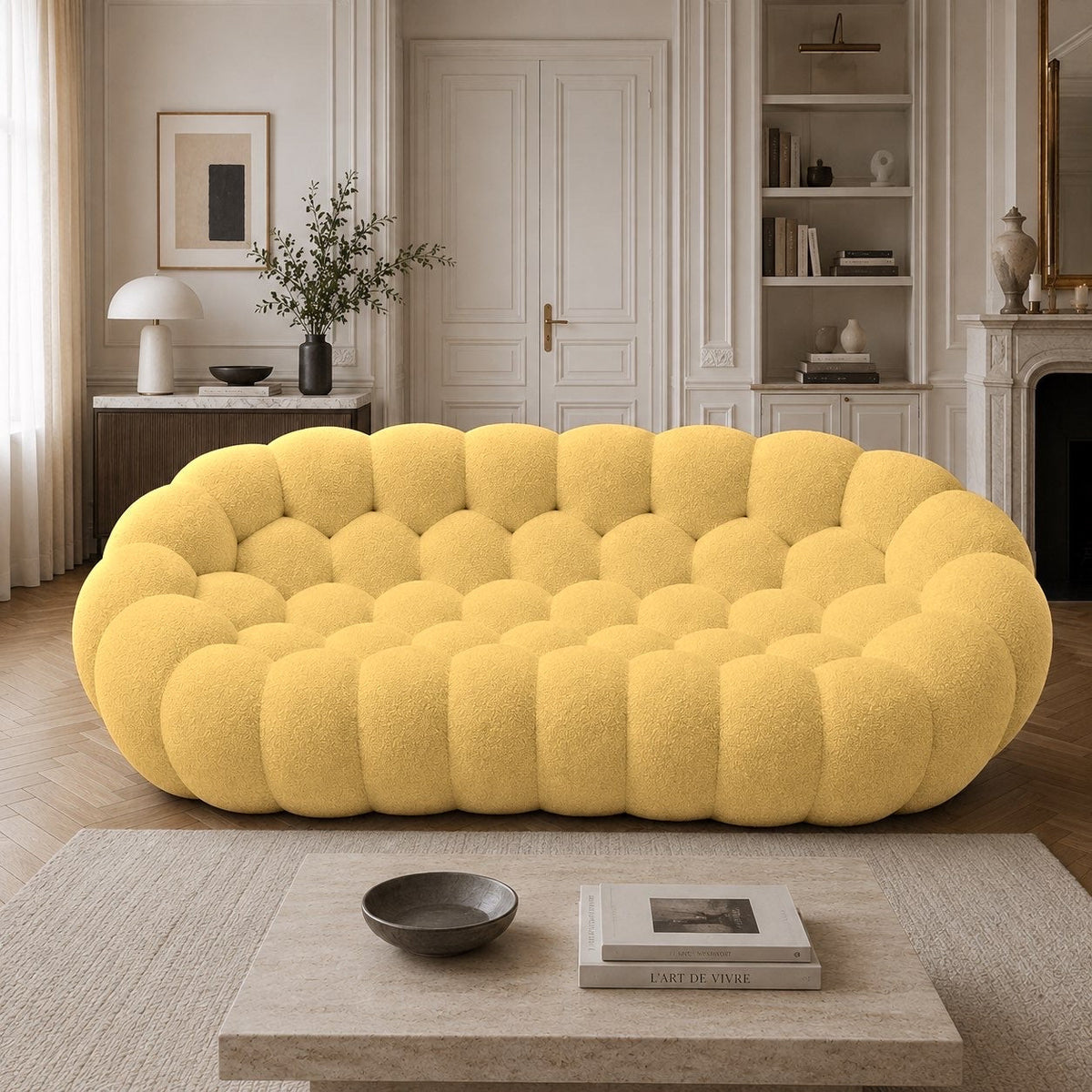 Maille bouclette / Jaune miel