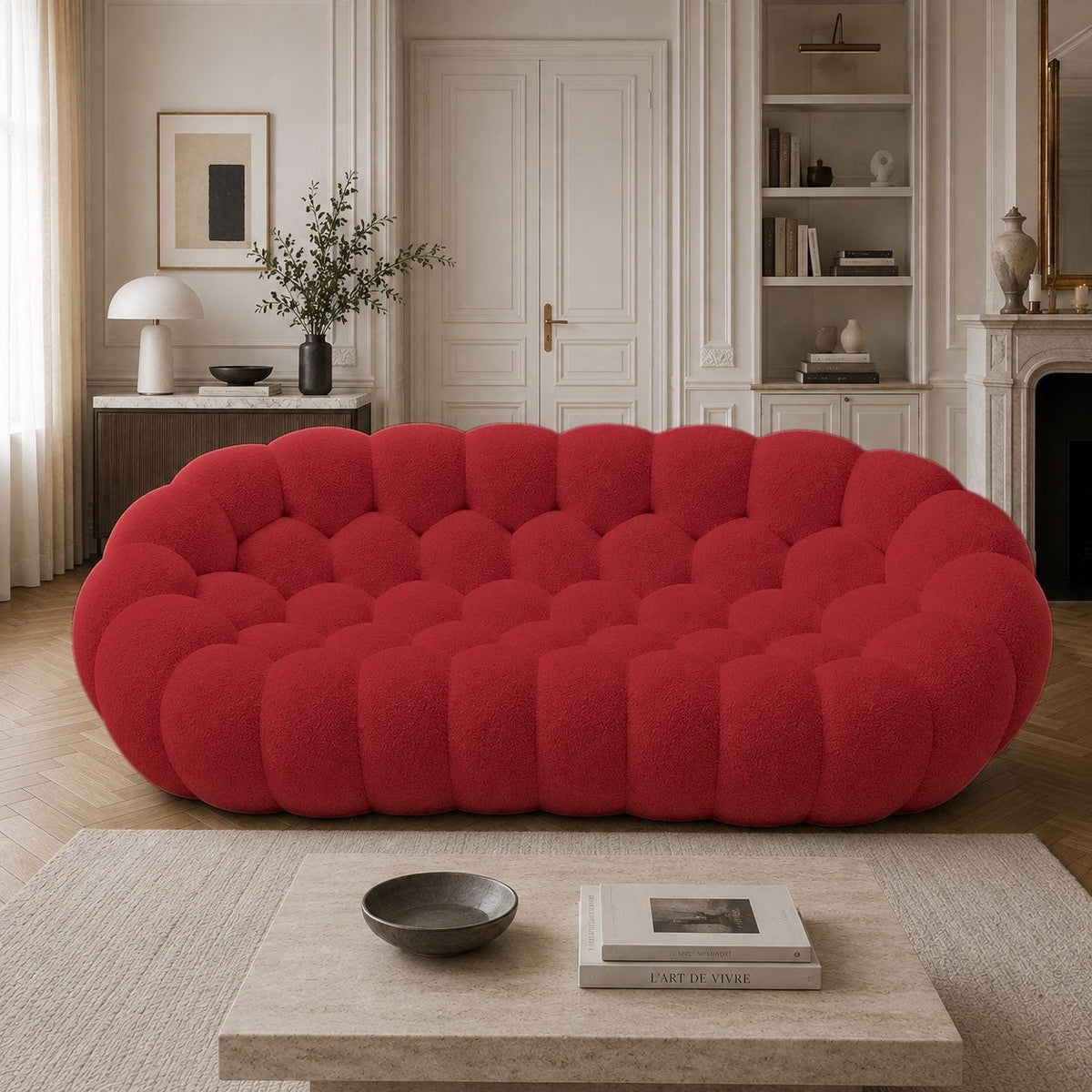 Maille bouclette / Rouge profond