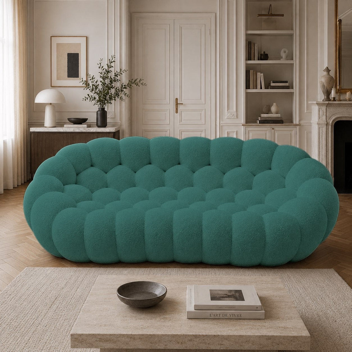 Maille bouclette / Vert canard
